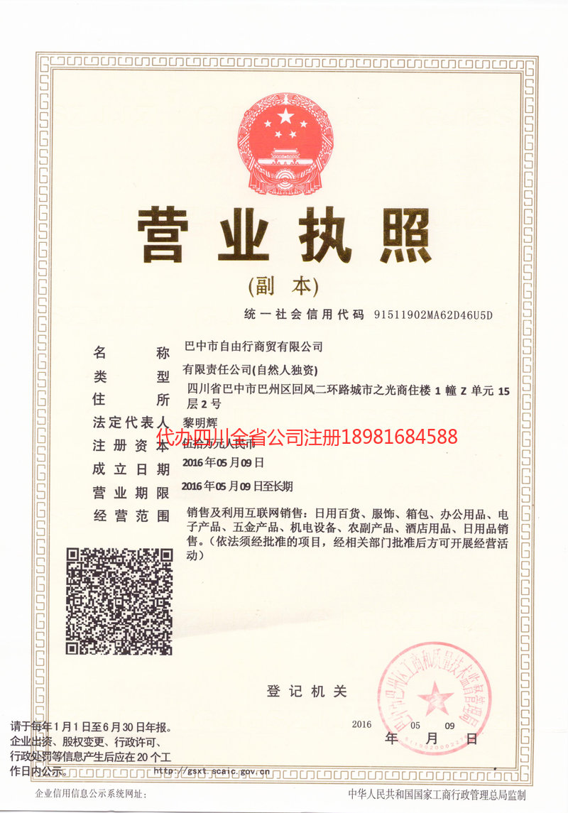 庄河庄河自由行商贸有限公司