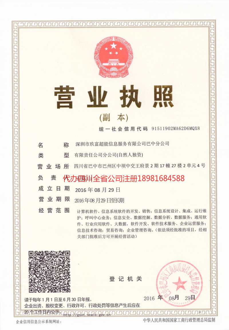 庄河庄河玖富超能信息服务有限公司